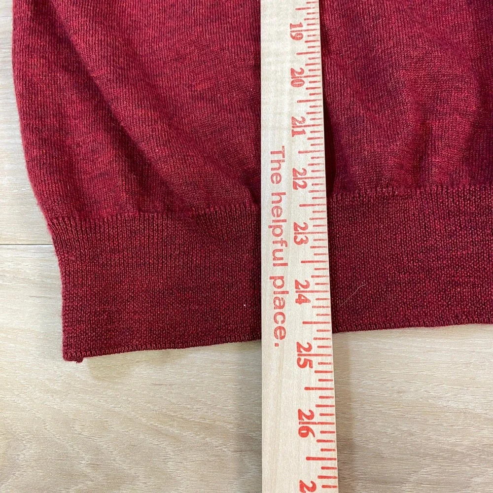 Black Brown 1826 Sweater Men L Merino Wool V-Neck Burgundy Italy Minimalist